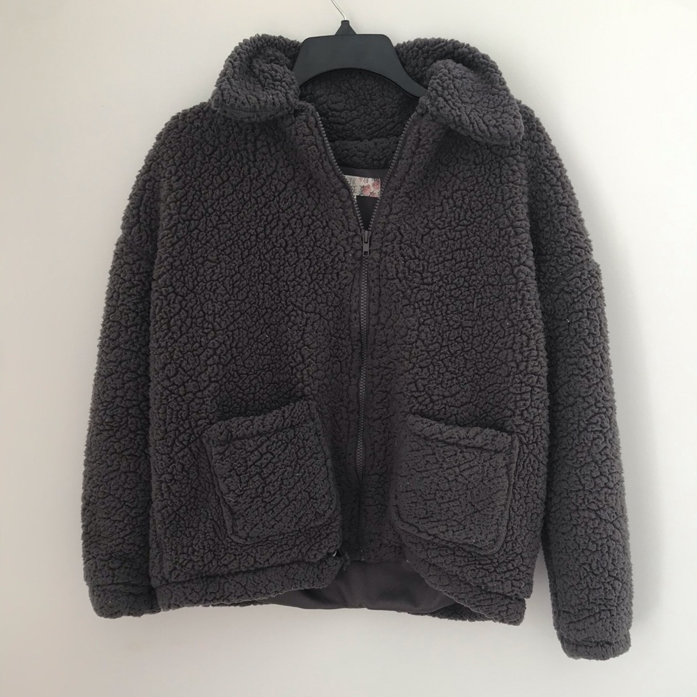 Fuzzy puffer jacket